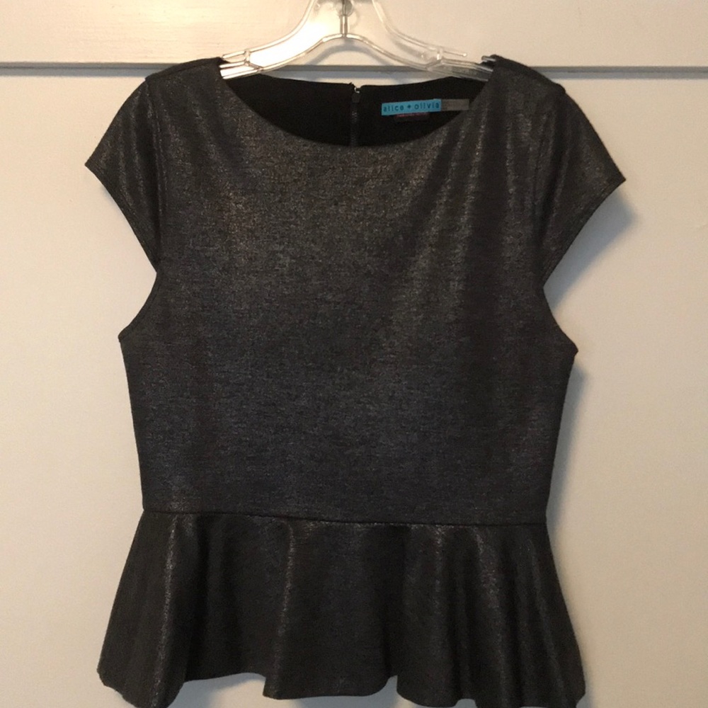 Gunmetal Alice + Olivia Peplum top Sz 10+/-